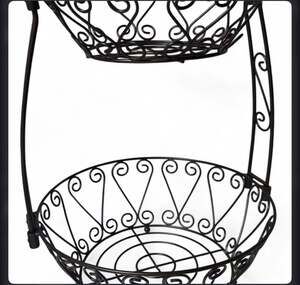 Simple Houseware 2-Tier Countertop Fruit Basket Bowl Storage, Bronze Scroll Work